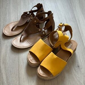 Lot of Summer Sandals Yellow Soda & Tan by Call it Spring Size 8.5